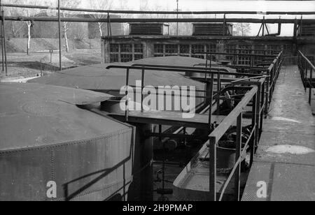 Polska, 1949-03. Kroœnieñsko-Jasielskie Zag³êbie Naftowe. Tereny rafinerii w okolicach Sanoka. Dok³adny dzieñ wydarzenia nieustalony. bk PAP Polen, März 1949. Das Krosno-Jaslo Ölbecken. Das Gelände der Raffinerie in der Nähe von Sanok. bk PAP Stockfoto