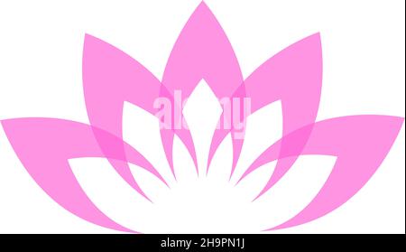 Pinkfarbenes Lotuslogo. Asiatische traditionelle Blume. Spirituelles Symbol Stock Vektor