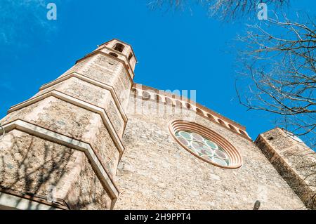 Kirche Sant Joan Baptista, Sant Joan les Fonts, Katalonien, Spanien Stockfoto