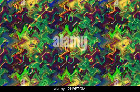 Abstrakte elektrisierenden Linien, rauchig fraktale Muster, digitale Illustration Kunst Arbeit der Rendering chaotischen dunklen Hintergrund. Stockfoto