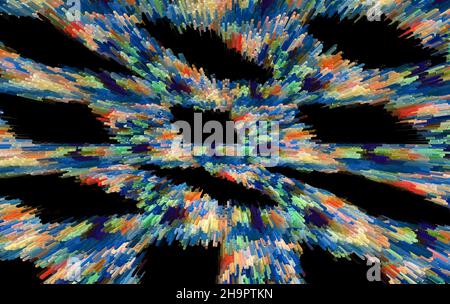 Abstrakte elektrisierenden Linien, rauchig fraktale Muster, digitale Illustration Kunst Arbeit der Rendering chaotischen dunklen Hintergrund. Stockfoto