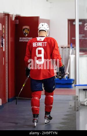 Florida Panthers Team während der morgendlichen Trainingseinheit in Florida Panthers IceDen für die NHL-Saison 2021-2022 Stockfoto