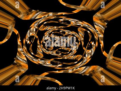 Abstrakte elektrisierenden Linien, rauchig fraktale Muster, digitale Illustration Kunst Arbeit der Rendering chaotischen dunklen Hintergrund. Stockfoto