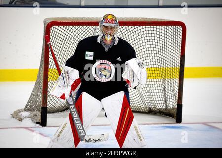 Florida Panthers Team während der morgendlichen Trainingseinheit in Florida Panthers IceDen für die NHL-Saison 2021-2022 Stockfoto