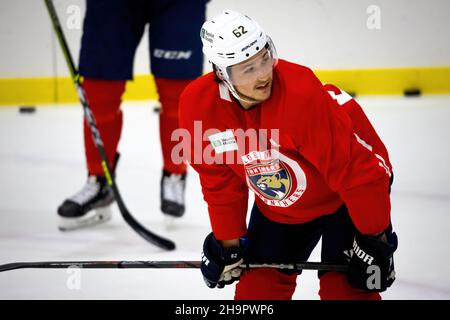 Florida Panthers Team während der morgendlichen Trainingseinheit in Florida Panthers IceDen für die NHL-Saison 2021-2022 Stockfoto