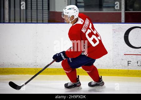 Florida Panthers Team während der morgendlichen Trainingseinheit in Florida Panthers IceDen für die NHL-Saison 2021-2022 Stockfoto