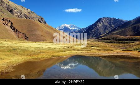 ARGENTINIEN der Aconcagua Provincial Park befindet sich in der Provinz Mendoza in Argentinien. Die Anden ziehen alle Arten von Nervenkitzel Suchenden Stockfoto