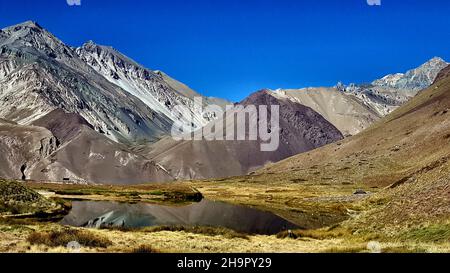 ARGENTINIEN der Aconcagua Provincial Park befindet sich in der Provinz Mendoza in Argentinien. Die Anden ziehen alle Arten von Nervenkitzel Suchenden Stockfoto