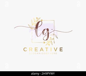 Feminines Logo von LG. Verwendbar für Natur, Salon, Spa, Kosmetik und Beauty Logos. Flaches Vektor-Logo-Design-Template-Element. Stock Vektor