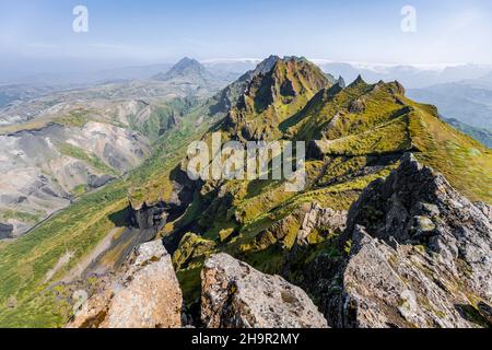 Zerklüftete Berge, wilde Natur, isländische Highlands, Porsmoerk, Suourland, Island Stockfoto