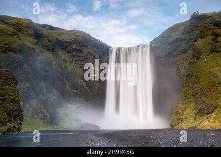 Skogafoss Wasserfall, Skogafoss, Skogar, Ringstraße, Sudurland, Südisland, Island Stockfoto