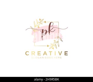 PK feminines Logo. Verwendbar für Natur, Salon, Spa, Kosmetik und Beauty Logos. Flaches Vektor-Logo-Design-Template-Element. Stock Vektor