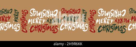 Schöne handgezeichnete Buchstaben „Frohe Weihnachten“, kreative Worte, nahtloses Muster, ideal für Banner, Hintergrundbilder, Textilien, Verpackung - Vektor-Design Stock Vektor