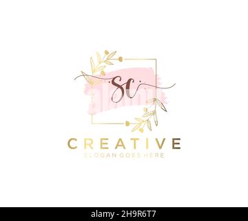 Feminines SC-Logo. Verwendbar für Natur, Salon, Spa, Kosmetik und Beauty Logos. Flaches Vektor-Logo-Design-Template-Element. Stock Vektor