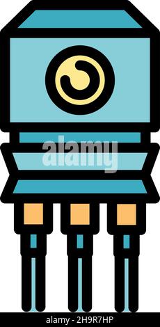 Symbol für Batteriespannungsregler. Kontur Batterie Spannungsregler Vektor Symbol Farbe flach isoliert Stock Vektor