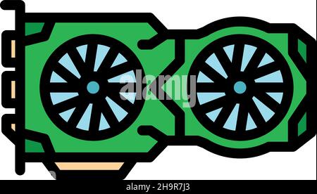 VGA-Kartensymbol. Kontur vga-Karte Vektor Symbol Farbe flach isoliert Stock Vektor