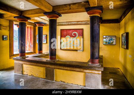 Minoischer Palast von Knossos von König Minos, erbaut zwischen 2100 und 1800 v. Chr., Kreta, Knossos, Kreta, Griechenland Stockfoto