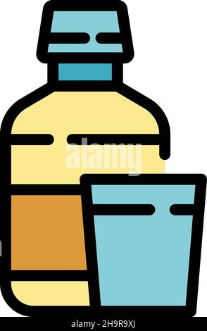 Symbol für Mundspülflasche aus Glas. Outline Mundwasser Flasche Glas Vektor Symbol Farbe flach isoliert Stock Vektor