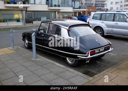 Schwarz, Französisch, Frankreich, Citreen, Citroën, DS, Classic, Auto, Parade, Cowes, Isle of Wight, England, Stockfoto