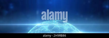 Hintergrund des Banners für das mobile Wireless-Netzwerk. Modernes globales Kommunikationssystem, drahtloses mobiles Internet-Konzept Stockfoto