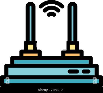 Router-Symbol. Kontur Router Vektor Symbol Farbe flach isoliert Stock Vektor