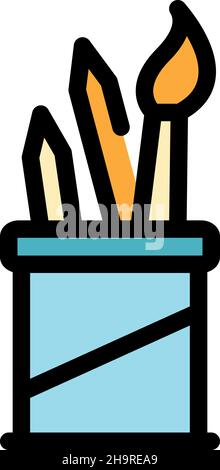 Stifthaltersymbol. Kontur Stifthalter Vektor Symbol Farbe flach isoliert Stock Vektor