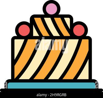 Süße Kuchen-Ikone. Kontur süßen Kuchen Vektor Symbol Farbe flach isoliert Stock Vektor