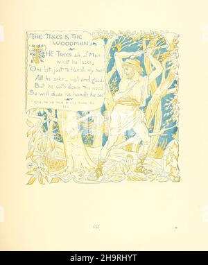 Die Bäume und der holzmann aus Drillingen : bestehend aus der Kinderoper, dem Blumenstrauß des Babys und der eigenen Æsop ( Aesp ), wobei die Fabeln in Reimen kondensiert sind, mit tragbaren Moralen, die von Walter Crane bildhaft dargestellt werden. Von Walter Crane, Lucy Crane und Edmund Evans in Farben graviert und gedruckt, Veröffentlicht 1899 Stockfoto