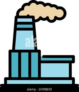 Symbol für Industriefabrik. Kontur industrielle Fabrik Vektor Symbol Farbe flach isoliert Stock Vektor