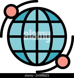 Symbol „Planet Network“. Kontur Planet Netzwerk Vektor Symbol Farbe flach isoliert Stock Vektor