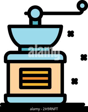 Symbol für manuelles Kaffeemühlen. Umriss manuelle Kaffeemühle Vektor Symbol Farbe flach isoliert Stock Vektor