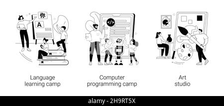 Erwerben Sie Kenntnisse und Fähigkeiten abstrakte Konzept Vektor Illustrationen. Stock Vektor