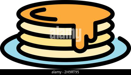 Symbol für Honigpfannkuchen. Kontur Honig Pfannkuchen Vektor Symbol Farbe flach isoliert Stock Vektor