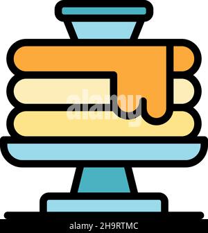 Pfannkuchen-Stapel-Symbol. Umriss Pfannkuchen Stapel Vektor Symbol Farbe flach isoliert Stock Vektor