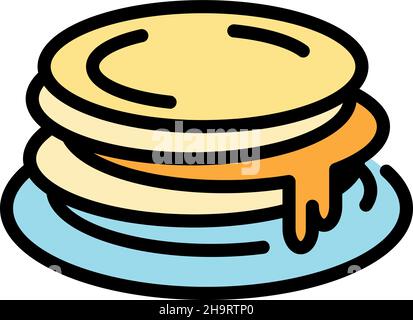 Symbol für Pfannkuchen zum Mittagessen. Skizzieren Mittagessen Pfannkuchen Vektor Symbol Farbe flach isoliert Stock Vektor