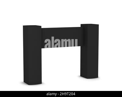 Leeres Event Arch Mockup. 3d-Illustration isoliert auf weißem Hintergrund. Eingang zum Messeeingang Stockfoto