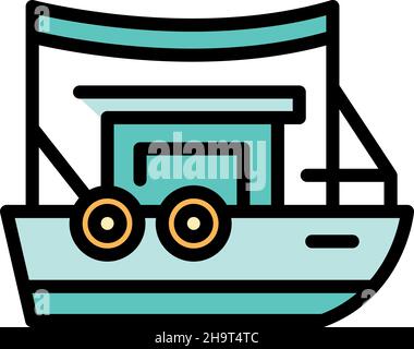 Symbol für das Sportangleboat. Umriss Sport Angelboot Vektor Symbol Farbe flach isoliert Stock Vektor