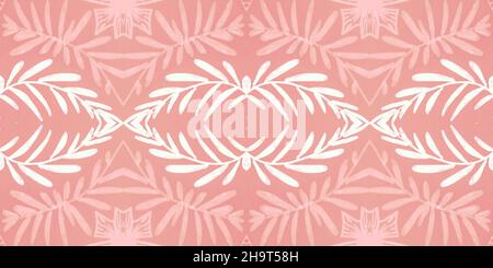 Nahtloses Blumen-Folk-Muster. Abstraktes Ethno-Muster. Aquarell Batik Hintergrund. Stockfoto