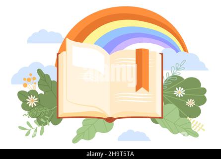 Buch mit Regenbogen Stock Vektor