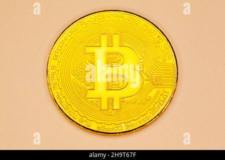 Bitcoin Kryptowährung Münze. Stockfoto