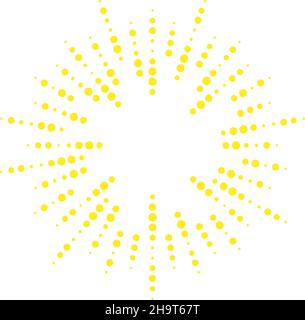 Symbol für Lichtstrahlen. Gepunktete Sonnenstrahlen. Glänzen Sie mit Sternen Stock Vektor