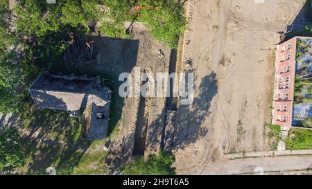 Grabgräben, öffentlicher Friedhof, Hart Island, New York City, NY, USA Stockfoto