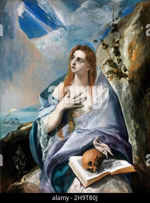 Die büßende Maria Magdalena von El Greco (Domenikos Theotokopoulos, 1541-1614), Öl auf Leinwand, ca. 1576/7 Stockfoto