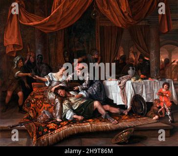 Jan Steen. 'Samson and Delilah' des niederländischen Künstlers aus dem Goldenen Zeitalter, Jan Havickszoon Steen (c. 1626 1679), Öl auf Leinwand, 1668 Stockfoto