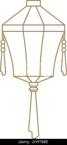 Lampe, die von der Decke hängt. Ostasiatische Laterne. Symbol für die goldene Linie Stock Vektor
