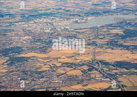 Luftaufnahme von Rochester, Maidstone, Rainham, Sittingbourne, Vereinigtes Königreich Stockfoto