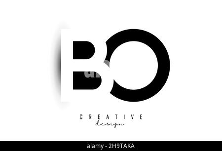 Buchstaben BO Logo mit schwarz-weißem Negativ-Raumanzeichen. Buchstaben B und O mit geometrischer Typografie. Kreative Vektor-Illustration mit Buchstaben. Stock Vektor