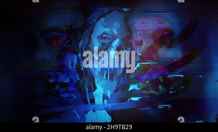 3D Illustration - Handgezeichnete Abstraktion im Horror-Genre für Halloween Stockfoto