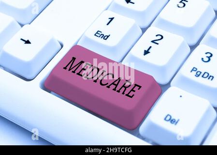 Inspiration zeigt Zeichen Medicare. Internet-Konzept der US-amerikanische Plan der Bundesregierung für die Zahlung bestimmter Krankenhäuser Abstract präsentiert Ethical Hacker Stockfoto