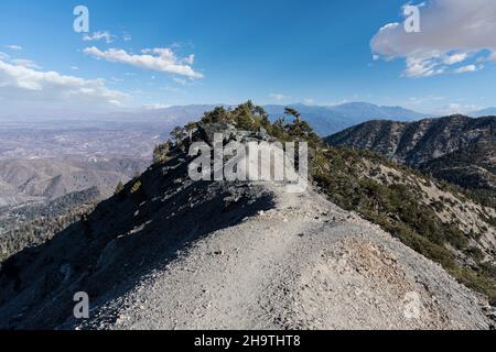 Devils Backbone Trail in der Nähe von Mt Baldy in den San Gabriel Mountains über Südkalifornien. Stockfoto